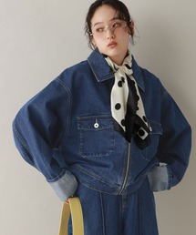 RAGEBLUE | ステッチデザイン/ロールアップジップデニムブルゾン/セットアップ対応(デニムジャケット)