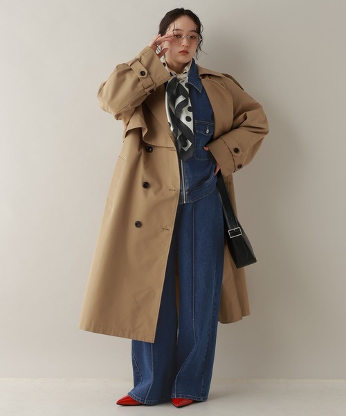 RAGEBLUE（レイジブルー）の「ステッチデザイン/ロールアップジップデニムブルゾン/セットアップ対応（デニムジャケット・レディース・ブルー/ブラック・FREE）」の10枚目の写真