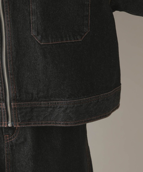 RAGEBLUE（レイジブルー）の「ステッチデザイン/ロールアップジップデニムブルゾン/セットアップ対応（デニムジャケット・レディース・ブルー/ブラック・FREE）」の17枚目の写真