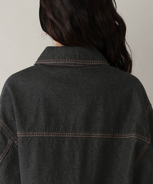 RAGEBLUE（レイジブルー）の「ステッチデザイン/ロールアップジップデニムブルゾン/セットアップ対応（デニムジャケット・レディース・ブルー/ブラック・FREE）」の19枚目の写真