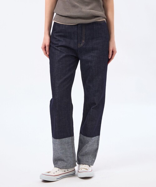 MACKINTOSH PHILOSOPHY（ﾏｯｷﾝﾄｯｼｭ ﾌｨﾛｿﾌｨｰ）の「コットンリネンカラーブロックデニム（デニムパンツ・レディース・ブルー/ダークネイビー・36/38）」の2枚目の写真
