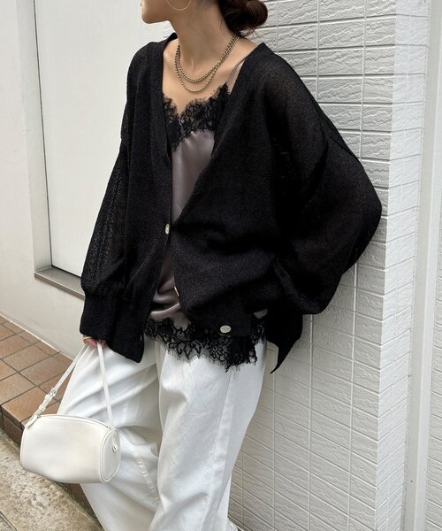 DouDou（ドゥドゥ）の「【WEB限定】ペーパーヤーン前後2WAYカーディガン（カーディガン/ボレロ・レディース・ブルー/ブラック/ベージュ・FREE）」の9枚目の写真