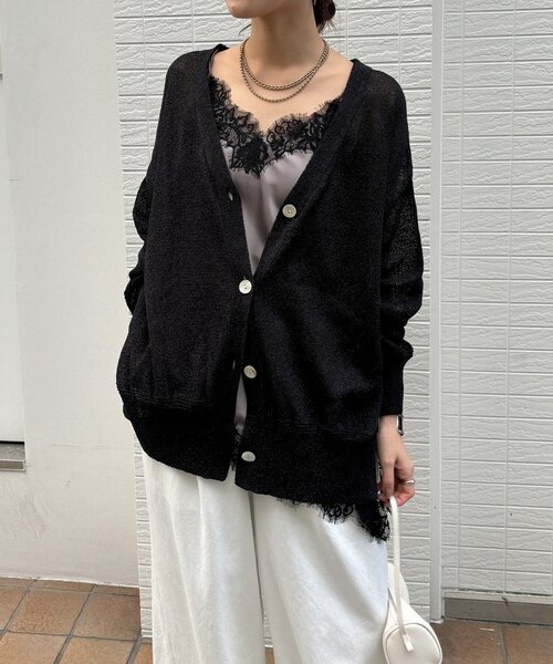DouDou（ドゥドゥ）の「【WEB限定】ペーパーヤーン前後2WAYカーディガン（カーディガン/ボレロ・レディース・ブルー/ブラック/ベージュ・FREE）」の10枚目の写真