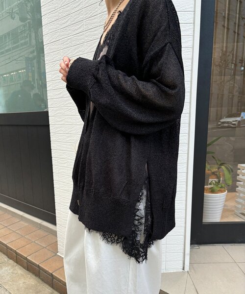 DouDou（ドゥドゥ）の「【WEB限定】ペーパーヤーン前後2WAYカーディガン（カーディガン/ボレロ・レディース・ブルー/ブラック/ベージュ・FREE）」の12枚目の写真