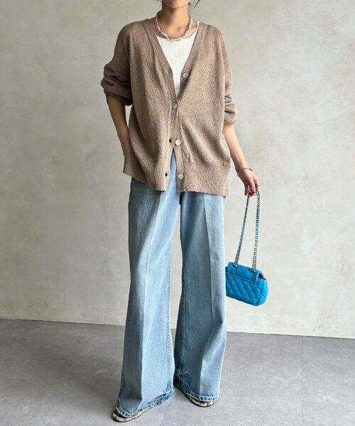 DouDou（ドゥドゥ）の「【WEB限定】ペーパーヤーン前後2WAYカーディガン（カーディガン/ボレロ・レディース・ブルー/ブラック/ベージュ・FREE）」の14枚目の写真