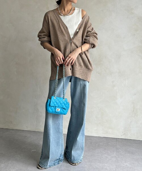 DouDou（ドゥドゥ）の「【WEB限定】ペーパーヤーン前後2WAYカーディガン（カーディガン/ボレロ・レディース・ブルー/ブラック/ベージュ・FREE）」の16枚目の写真