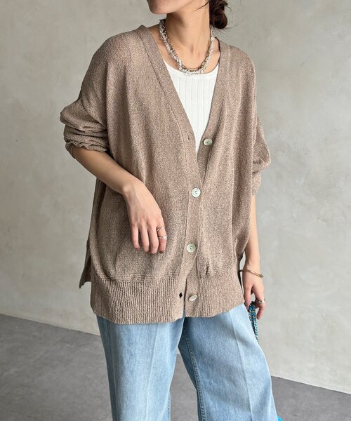 DouDou（ドゥドゥ）の「【WEB限定】ペーパーヤーン前後2WAYカーディガン（カーディガン/ボレロ・レディース・ブルー/ブラック/ベージュ・FREE）」の18枚目の写真