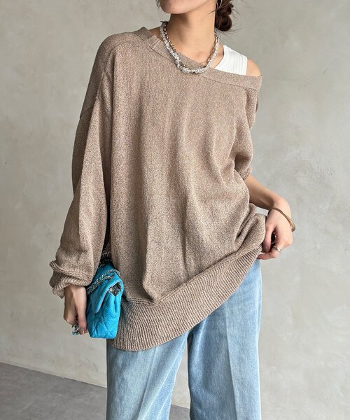 DouDou（ドゥドゥ）の「【WEB限定】ペーパーヤーン前後2WAYカーディガン（カーディガン/ボレロ・レディース・ブルー/ブラック/ベージュ・FREE）」の20枚目の写真