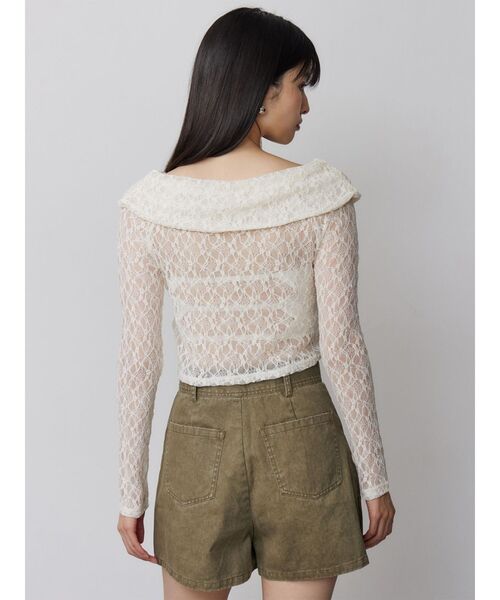 MURUA（ムルーア）の「レースカシュクールオフショルトップス（Tシャツ/カットソー・レディース・ブラウン/ブラック/アイボリー・FREE）」の10枚目の写真