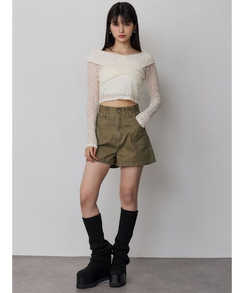 MURUA（ムルーア）の「レースカシュクールオフショルトップス（Tシャツ/カットソー・レディース・ブラウン/ブラック/アイボリー・FREE）」の11枚目の写真