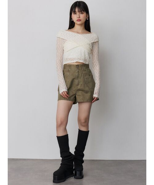 MURUA（ムルーア）の「レースカシュクールオフショルトップス（Tシャツ/カットソー・レディース・ブラウン/ブラック/アイボリー・FREE）」の12枚目の写真