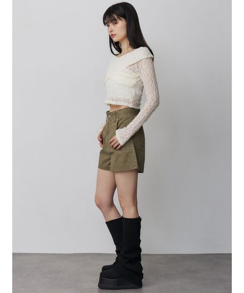 MURUA（ムルーア）の「レースカシュクールオフショルトップス（Tシャツ/カットソー・レディース・ブラウン/ブラック/アイボリー・FREE）」の13枚目の写真