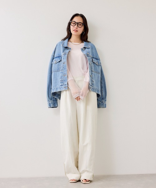 VIS（ビス）の「ラメメッシュスリーブ切り替えシアーロンT（Tシャツ/カットソー・レディース・ブラック/ホワイト/ピンク/ライトグレー・FREE）」の16枚目の写真