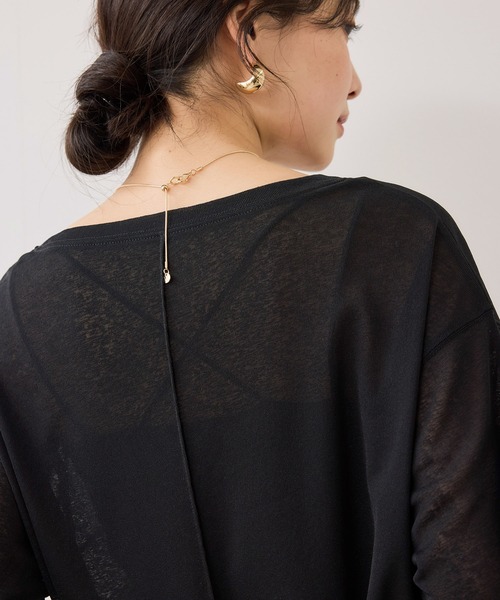 VIS（ビス）の「ラメメッシュスリーブ切り替えシアーロンT（Tシャツ/カットソー・レディース・ブラック/ホワイト/ピンク/ライトグレー・FREE）」の7枚目の写真