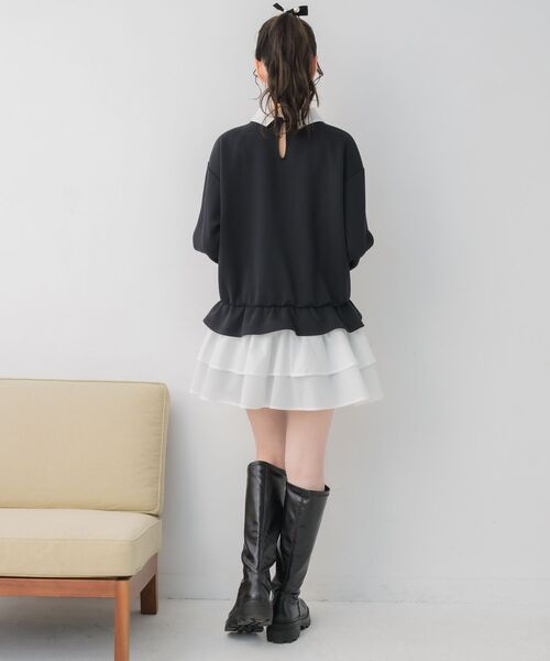 ems excite（エムズエキサイト）の「レイヤード風フリルOP（ワンピース・レディース・ブラック/ライトグレー・FREE）」の8枚目の写真