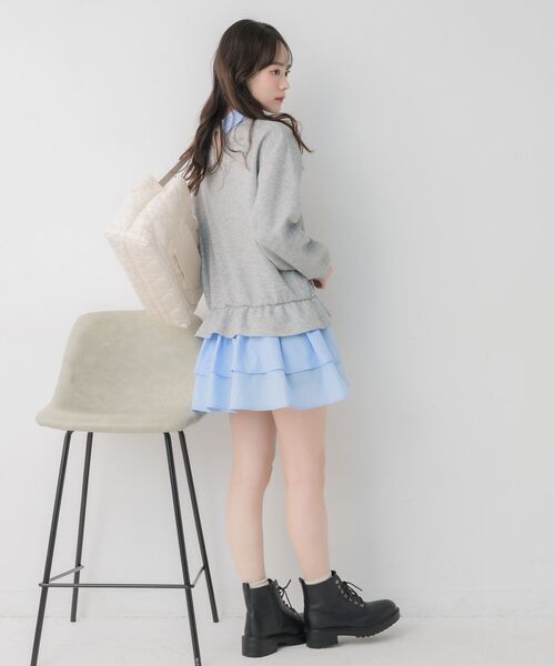 ems excite（エムズエキサイト）の「レイヤード風フリルOP（ワンピース・レディース・ブラック/ライトグレー・FREE）」の17枚目の写真