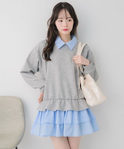 ems excite（エムズエキサイト）の「レイヤード風フリルOP（ワンピース・レディース・ブラック/ライトグレー・FREE）」の19枚目の写真