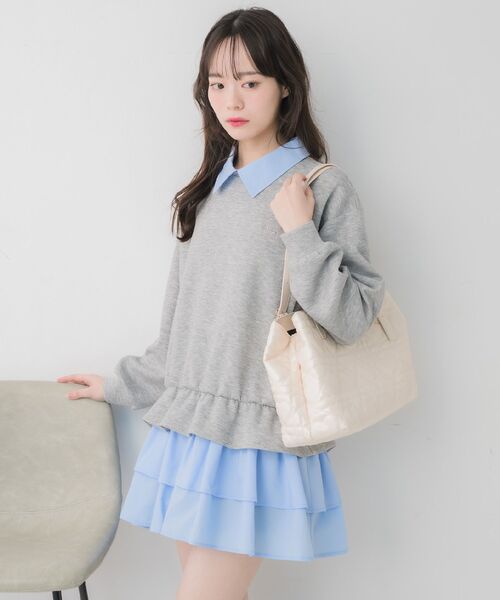 ems excite（エムズエキサイト）の「レイヤード風フリルOP（ワンピース・レディース・ブラック/ライトグレー・FREE）」の22枚目の写真