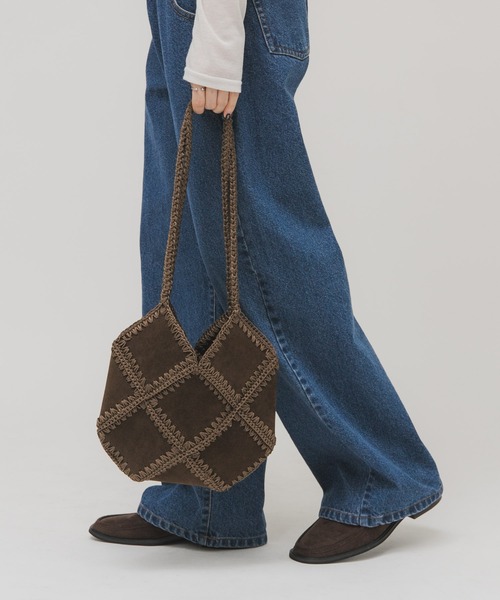 KBF（ケイビーエフ）の「パッチワークBAG（ショルダーバッグ・レディース・ブラウン/ピンク・ONE）」の4枚目の写真