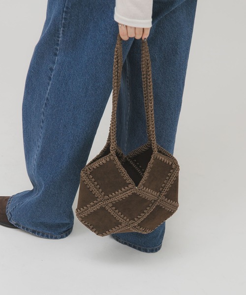 KBF（ケイビーエフ）の「パッチワークBAG（ショルダーバッグ・レディース・ブラウン/ピンク・ONE）」の6枚目の写真