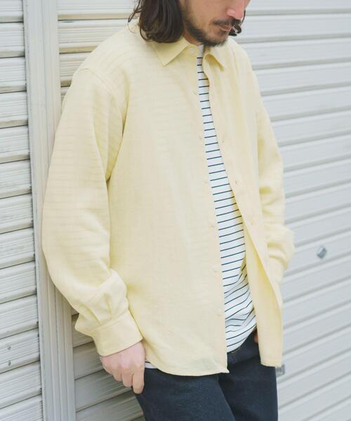ITEMS URBANRESEARCH（アイテムズ アーバンリサーチ）の「リネンブレンドレギュラーカラーシャツ（シャツ/ブラウス・メンズ・ホワイト/ブルー系その他/イエロー系その他/ピンク系その他・LARGE/MEDIUM）」の3枚目の写真