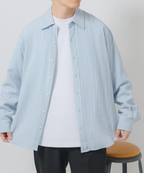 ITEMS URBANRESEARCH（アイテムズ アーバンリサーチ）の「リネンブレンドレギュラーカラーシャツ（シャツ/ブラウス・メンズ・ホワイト/ブルー系その他/イエロー系その他/ピンク系その他・LARGE/MEDIUM）」の6枚目の写真