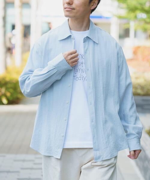 ITEMS URBANRESEARCH（アイテムズ アーバンリサーチ）の「リネンブレンドレギュラーカラーシャツ（シャツ/ブラウス・メンズ・ホワイト/ブルー系その他/イエロー系その他/ピンク系その他・LARGE/MEDIUM）」の10枚目の写真
