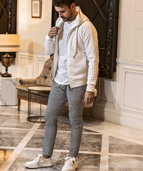 1PIU1UGUALE3 RELAX (ウノピゥウノウグァーレトレ リラックス)の「1PIU1UGUALE3 RELAX(ウノピゥウノウグァーレトレ リラックス)接触冷感 グレンチェック ナイロンスラックス(スラックス・メンズ・ホワイト×ブラック/ブラック/チャコールグレー×ブラック・S/M/L/XL/XXL)」の11枚目の写真