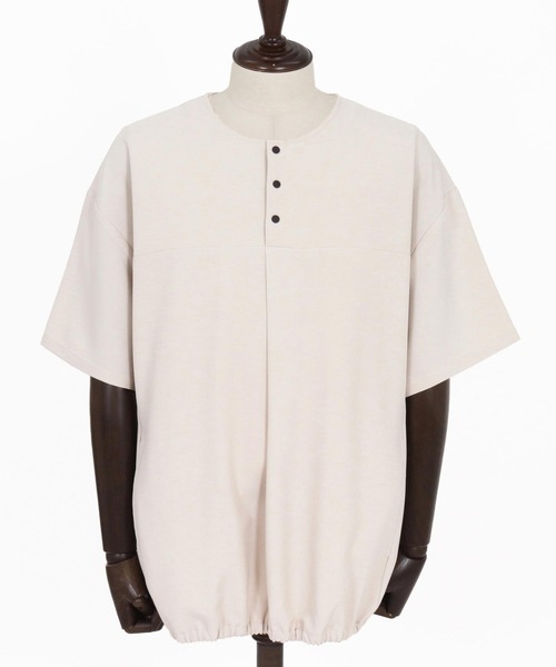 CAMBIO(カンビオ)の「mt10260-Stretch Tropical Hem Shirring Short Sleeve Pullover プルオーバー(S67426cmb)(Tシャツ/カットソー・メンズ・チャコール/ダークベージュ/キナリ/ブラック・S/M/L)」の21枚目の写真