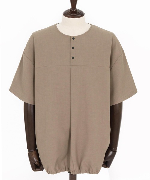 CAMBIO(カンビオ)の「mt10260-Stretch Tropical Hem Shirring Short Sleeve Pullover プルオーバー(S67426cmb)(Tシャツ/カットソー・メンズ・チャコール/ダークベージュ/キナリ/ブラック・S/M/L)」の22枚目の写真