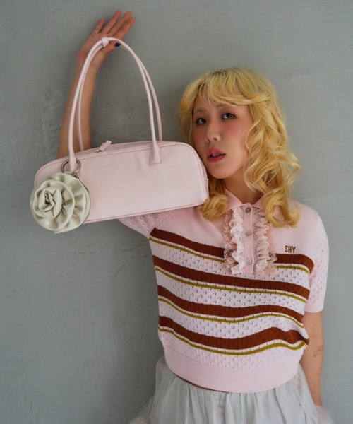 HONEY MI HONEY（ハニーミーハニー）の「minimal boston bag（ハンドバッグ・レディース・ベビーピンク/ブラック・FREE）」の7枚目の写真