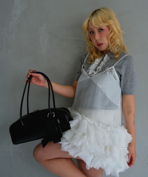 HONEY MI HONEY（ハニーミーハニー）の「minimal boston bag（ハンドバッグ・レディース・ベビーピンク/ブラック・FREE）」の8枚目の写真