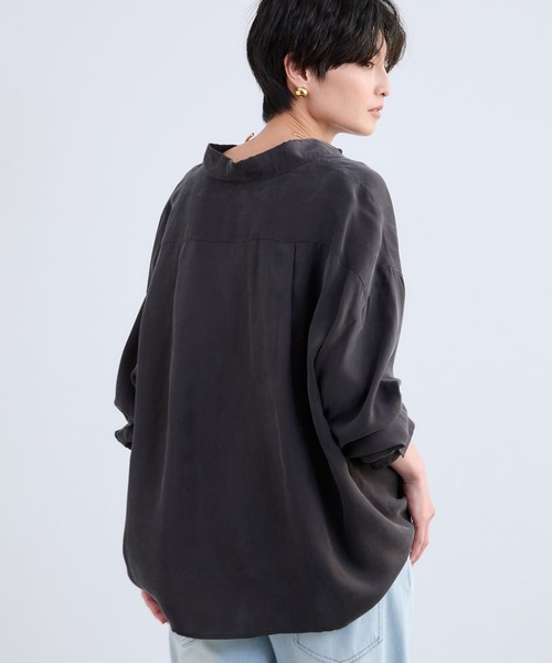 BARNYARDSTORM（バンヤードストーム）の「BARNYARDSTORM / キュプラフィブリルシャツ【JAPAN FABRIC】（シャツ/ブラウス・レディース・チャコールグレー/オフホワイト・FREE）」の11枚目の写真