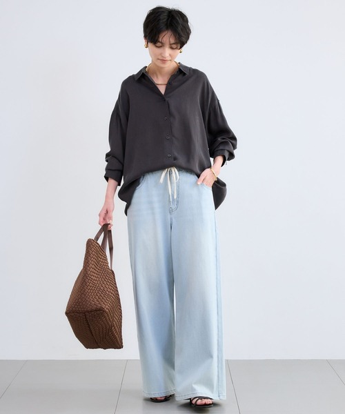 BARNYARDSTORM（バンヤードストーム）の「BARNYARDSTORM / キュプラフィブリルシャツ【JAPAN FABRIC】（シャツ/ブラウス・レディース・チャコールグレー/オフホワイト・FREE）」の14枚目の写真