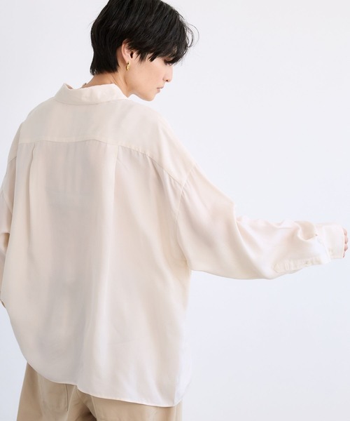 BARNYARDSTORM（バンヤードストーム）の「BARNYARDSTORM / キュプラフィブリルシャツ【JAPAN FABRIC】（シャツ/ブラウス・レディース・チャコールグレー/オフホワイト・FREE）」の18枚目の写真