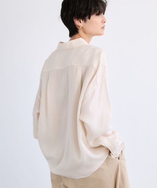 BARNYARDSTORM（バンヤードストーム）の「BARNYARDSTORM / キュプラフィブリルシャツ【JAPAN FABRIC】（シャツ/ブラウス・レディース・チャコールグレー/オフホワイト・FREE）」の6枚目の写真