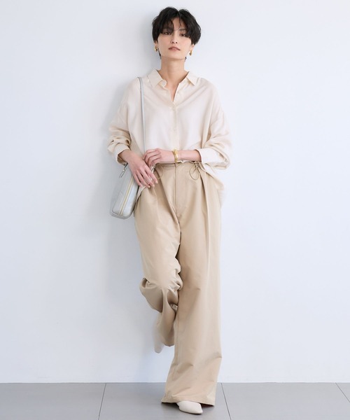 BARNYARDSTORM（バンヤードストーム）の「BARNYARDSTORM / キュプラフィブリルシャツ【JAPAN FABRIC】（シャツ/ブラウス・レディース・チャコールグレー/オフホワイト・FREE）」の7枚目の写真