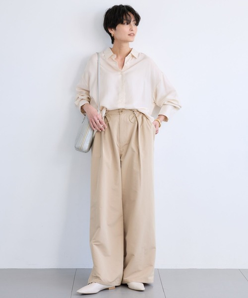 BARNYARDSTORM（バンヤードストーム）の「BARNYARDSTORM / キュプラフィブリルシャツ【JAPAN FABRIC】（シャツ/ブラウス・レディース・チャコールグレー/オフホワイト・FREE）」の8枚目の写真