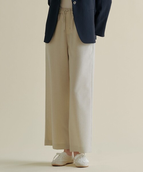 J.PRESS Ladies(J.プレス レディス)の「ペンシル SLUB STRIPE ワイド イージー パンツ(その他パンツ・レディース・アイボリー系1/ネイビー系1・S/XS)」の1枚目の写真
