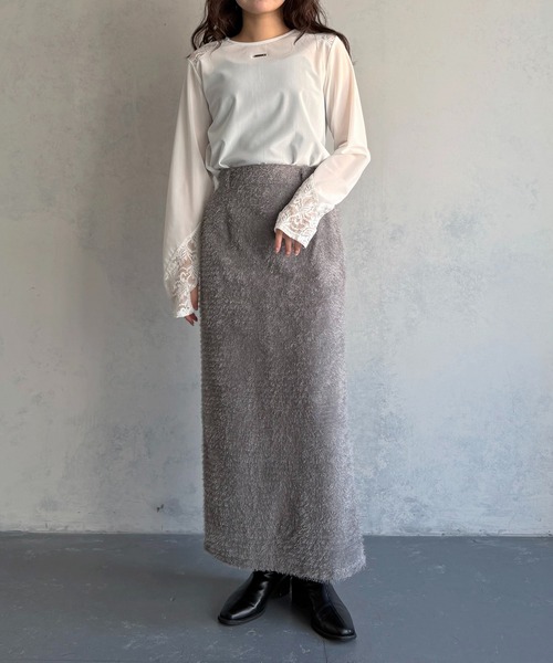 &g'aime(アンジェム)の「【&g'aime 】シアー&レーストップス Sheer & Lace Mixed Top(Tシャツ/カットソー・レディース・ホワイト/ブラック・FREE)」の12枚目の写真