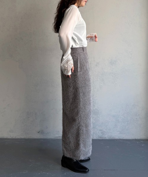 &g'aime(アンジェム)の「【&g'aime 】シアー&レーストップス Sheer & Lace Mixed Top(Tシャツ/カットソー・レディース・ホワイト/ブラック・FREE)」の13枚目の写真