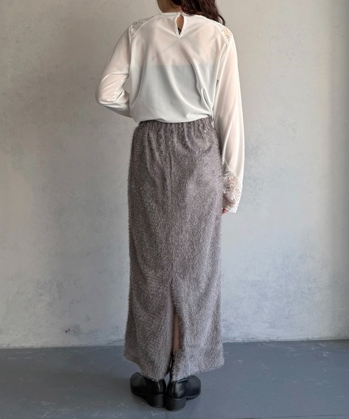 &g'aime(アンジェム)の「【&g'aime 】シアー&レーストップス Sheer & Lace Mixed Top(Tシャツ/カットソー・レディース・ホワイト/ブラック・FREE)」の14枚目の写真