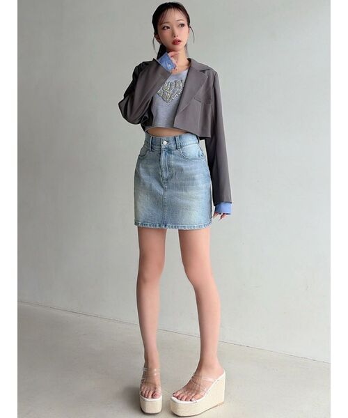 RESEXXY(リゼクシー)の「ベーシックデニムミニスカート(デニムスカート・レディース・インディゴブルー/ライトブルー・FREE)」の6枚目の写真