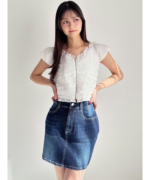 RESEXXY(リゼクシー)の「ベーシックデニムミニスカート(デニムスカート・レディース・インディゴブルー/ライトブルー・FREE)」の9枚目の写真