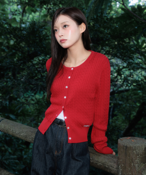 ROSEFRANTZ（ロゼフランツ）の「Cable Knit Basic Cardigan [Rose Red]（カーディガン/ボレロ・レディース・レッド・OS）」の8枚目の写真