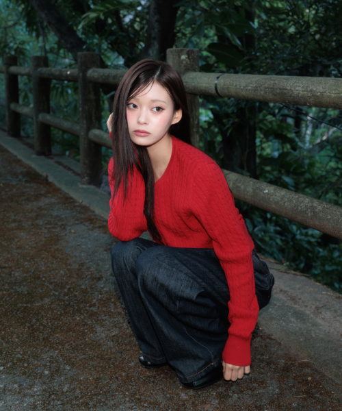 ROSEFRANTZ（ロゼフランツ）の「Cable Knit Basic Cardigan [Rose Red]（カーディガン/ボレロ・レディース・レッド・OS）」の10枚目の写真