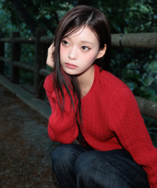ROSEFRANTZ（ロゼフランツ）の「Cable Knit Basic Cardigan [Rose Red]（カーディガン/ボレロ・レディース・レッド・OS）」の12枚目の写真