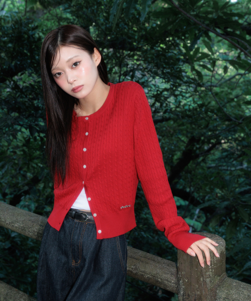 ROSEFRANTZ（ロゼフランツ）の「Cable Knit Basic Cardigan [Rose Red]（カーディガン/ボレロ・レディース・レッド・OS）」の18枚目の写真