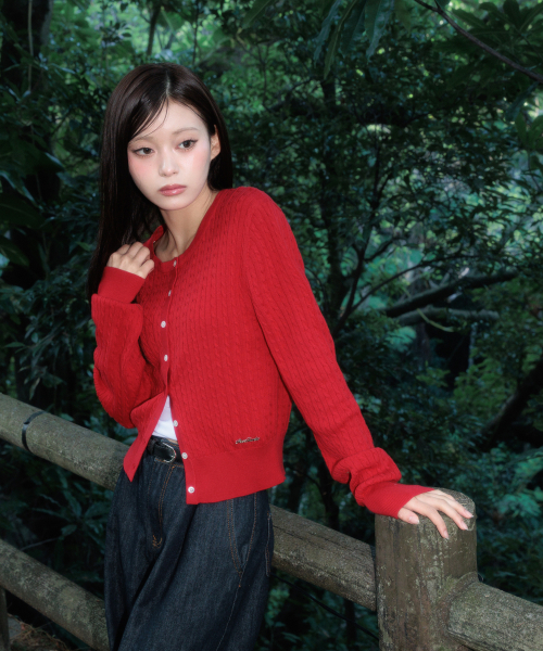 ROSEFRANTZ（ロゼフランツ）の「Cable Knit Basic Cardigan [Rose Red]（カーディガン/ボレロ・レディース・レッド・OS）」の19枚目の写真