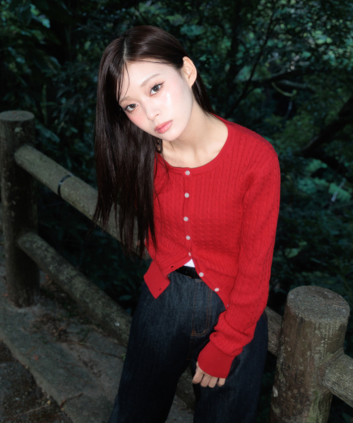 ROSEFRANTZ（ロゼフランツ）の「Cable Knit Basic Cardigan [Rose Red]（カーディガン/ボレロ・レディース・レッド・OS）」の20枚目の写真